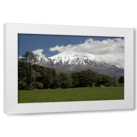 New Zealand, North Island Volcanic Mt Taranaki White Modern Wood Framed Art Print by Grall, Don