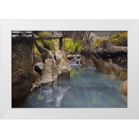 New Zealand, North Island Rocks at low tide White Modern Wood Framed Art Print by Grall, Don