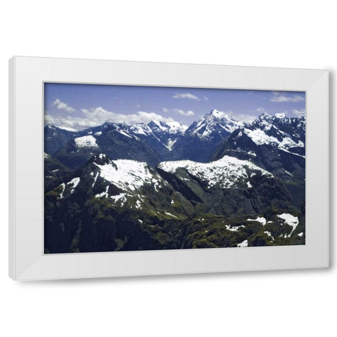 New Zealand, South Island, Southern Alps aerial White Modern Wood Framed Art Print by Flaherty, Dennis