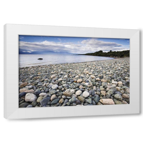 New Zealand, South Island Lake TeAnua White Modern Wood Framed Art Print by Flaherty, Dennis