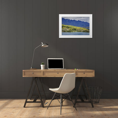 New Zealand, South Island, Landscape of city White Modern Wood Framed Art Print by Flaherty, Dennis