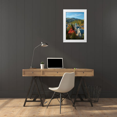 Clock Tower-Registry Building-University of Otago in Autumn-Dunedin White Modern Wood Framed Art Print by Wall, David