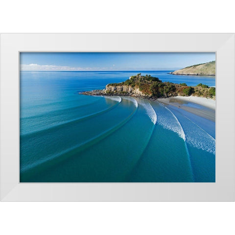 Mapoutahi-Historic Maori Pa Site-Goat Island-Purakanui Bay-north of Dunedin White Modern Wood Framed Art Print by Wall, David