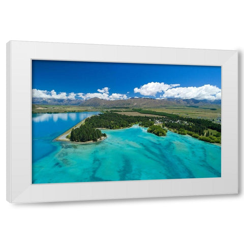 Lake Ruataniwha-Mackenzie Country White Modern Wood Framed Art Print by Wall, David