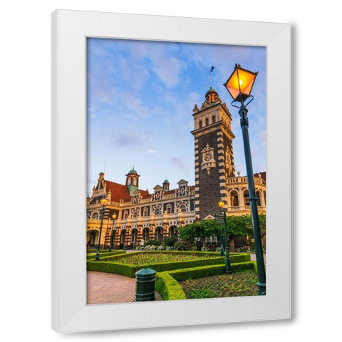 The Dunedin Railway Station-Dunedin-South Island-New Zealand White Modern Wood Framed Art Print by Bishop, Russ