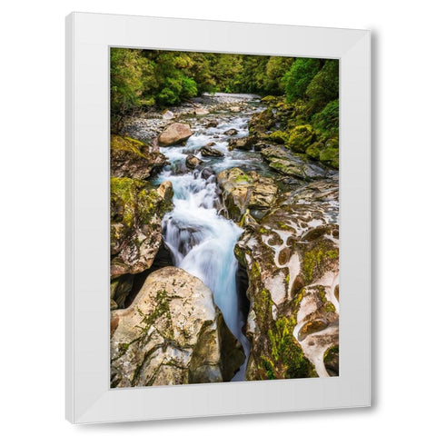 The Chasm-Fiordland National Park-South Island-New Zealand White Modern Wood Framed Art Print by Bishop, Russ