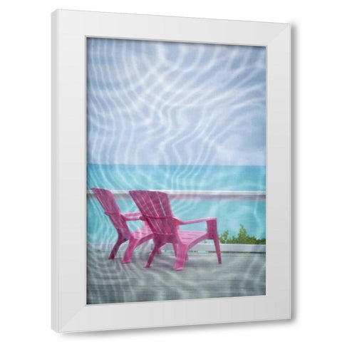 Bahamas, Little Exuma Island Deck chairs White Modern Wood Framed Art Print by Paulson, Don
