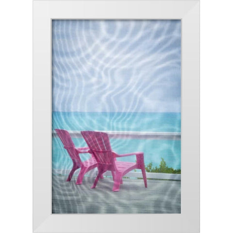 Bahamas, Little Exuma Island Deck chairs White Modern Wood Framed Art Print by Paulson, Don