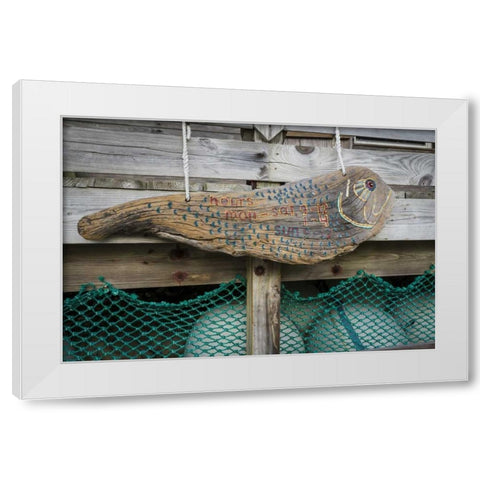 Bahamas, Exuma Island Sign at park headquarters White Modern Wood Framed Art Print by Paulson, Don