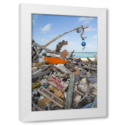 Bahamas, Exuma Island Driftwood on BooBoo Hill White Modern Wood Framed Art Print by Paulson, Don