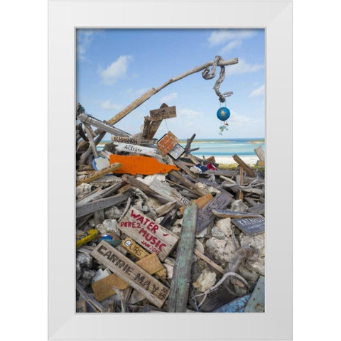Bahamas, Exuma Island Driftwood on BooBoo Hill White Modern Wood Framed Art Print by Paulson, Don