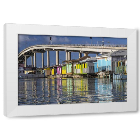 Bahamas, Nassau Vendors shacks in Potters Cove White Modern Wood Framed Art Print by Paulson, Don