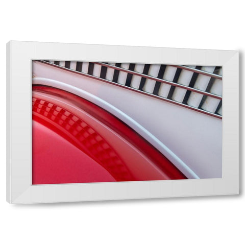 Detail of red classic American Ford in Habana-Havana-Cuba White Modern Wood Framed Art Print by Miglavs, Janis