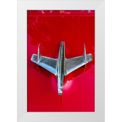 Detail of a classic blue American car in Vieja-old Habana-Havana-Cuba White Modern Wood Framed Art Print by Miglavs, Janis