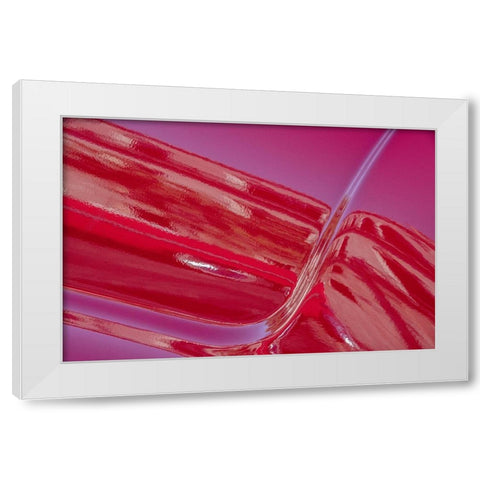 Detail of a classic red American car in Vieja-old Habana-Havana-Cuba White Modern Wood Framed Art Print by Miglavs, Janis