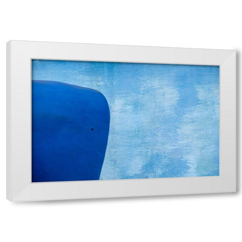Blue front car fender next to blue painted wall in Vinales-Vinales Valley-Cuba White Modern Wood Framed Art Print by Miglavs, Janis