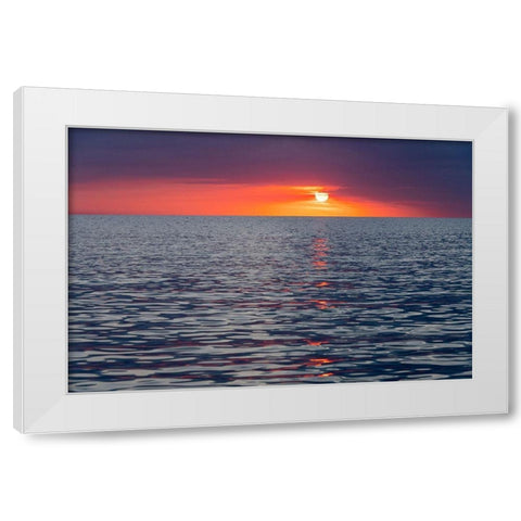 Sunset sky with clouds over ocean seen from La Boca-Cuba White Modern Wood Framed Art Print by Miglavs, Janis