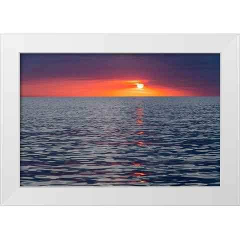 Sunset sky with clouds over ocean seen from La Boca-Cuba White Modern Wood Framed Art Print by Miglavs, Janis
