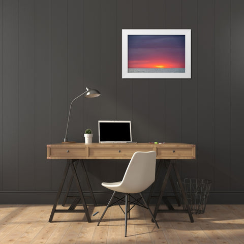 Sunset sky with clouds over ocean seen from La Boca-Cuba White Modern Wood Framed Art Print by Miglavs, Janis