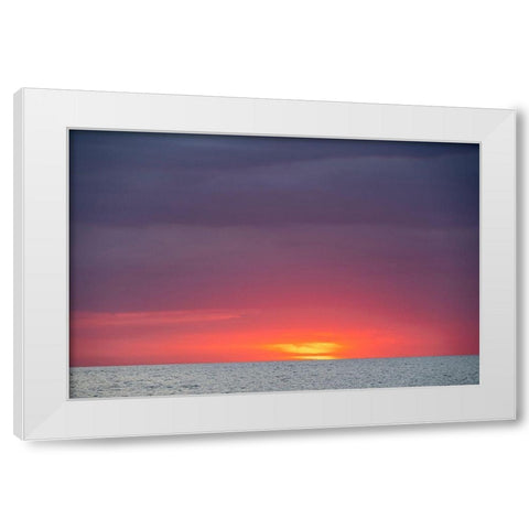Sunset sky with clouds over ocean seen from La Boca-Cuba White Modern Wood Framed Art Print by Miglavs, Janis