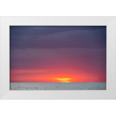 Sunset sky with clouds over ocean seen from La Boca-Cuba White Modern Wood Framed Art Print by Miglavs, Janis