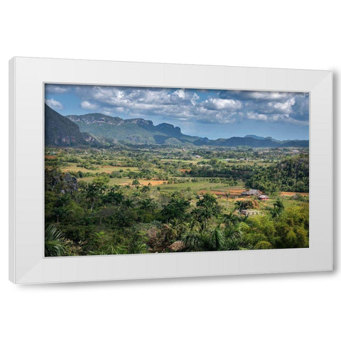 View of Vinales Valley seen from Hotel Los Jazmines viewpoint-Vinales-Cuba White Modern Wood Framed Art Print by Miglavs, Janis