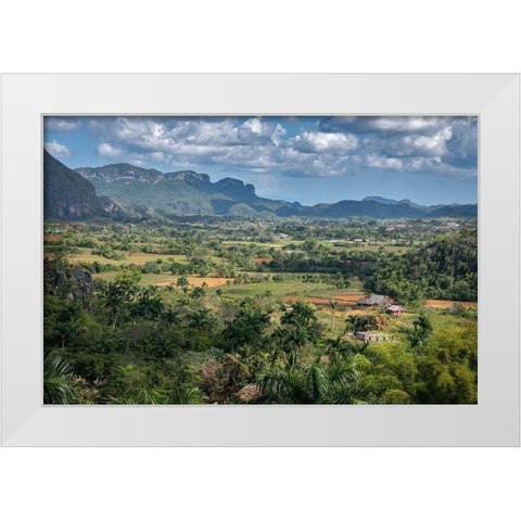 View of Vinales Valley seen from Hotel Los Jazmines viewpoint-Vinales-Cuba White Modern Wood Framed Art Print by Miglavs, Janis