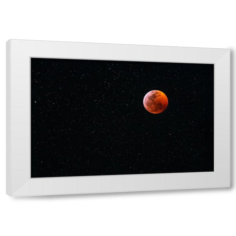 Total blood moon eclipse seen from Big Island-Hawaii White Modern Wood Framed Art Print by Miglavs, Janis