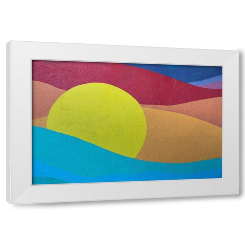 Caribbean-Grenada-St Georges Colorful design painted on cement wall White Modern Wood Framed Art Print by Jaynes Gallery