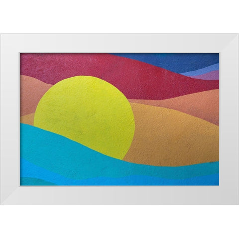 Caribbean-Grenada-St Georges Colorful design painted on cement wall White Modern Wood Framed Art Print by Jaynes Gallery