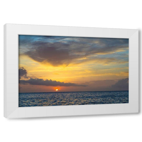 Caribbean-Grenada-Mayreau Island Caribbean sunset White Modern Wood Framed Art Print by Jaynes Gallery