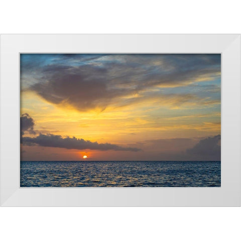 Caribbean-Grenada-Mayreau Island Caribbean sunset White Modern Wood Framed Art Print by Jaynes Gallery