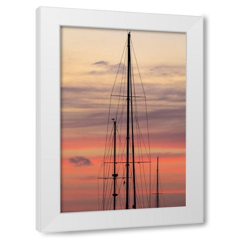 Caribbean-Grenada-Saint Vincent Sailboat mast at sunset White Modern Wood Framed Art Print by Jaynes Gallery