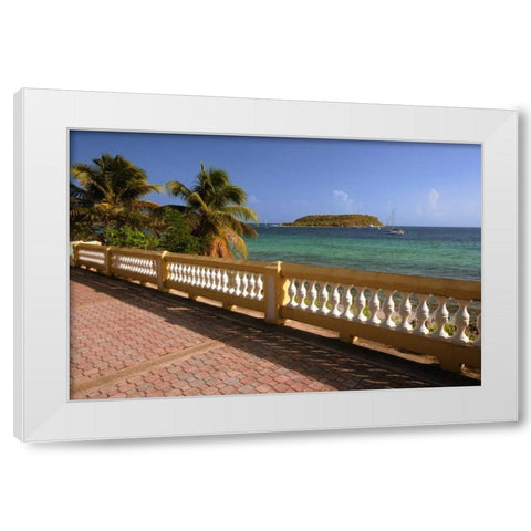 Puerto Rico, Esperanza Vieques Island and boats White Modern Wood Framed Art Print by Flaherty, Dennis