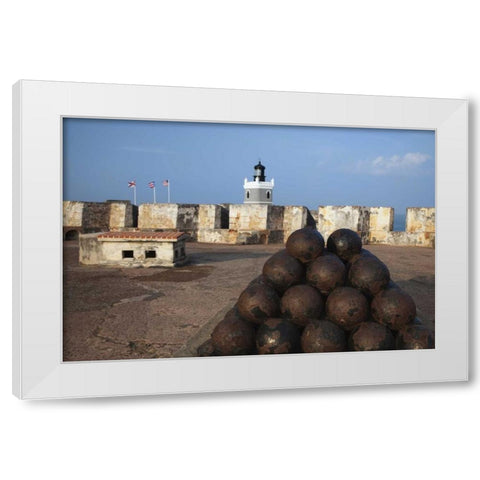 Puerto Rico, San Juan Fort San Cristobal White Modern Wood Framed Art Print by Flaherty, Dennis