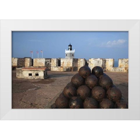 Puerto Rico, San Juan Fort San Cristobal White Modern Wood Framed Art Print by Flaherty, Dennis