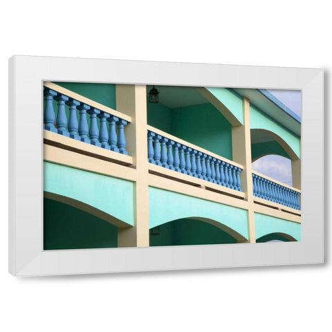 Puerto Rico, Viegues Isl, Architecture in Rincon White Modern Wood Framed Art Print by Flaherty, Dennis