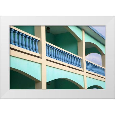 Puerto Rico, Viegues Isl, Architecture in Rincon White Modern Wood Framed Art Print by Flaherty, Dennis