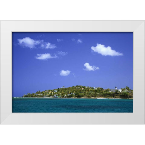 Puerto Rico, Viegues Isl Bay at Isabel Segunda White Modern Wood Framed Art Print by Flaherty, Dennis