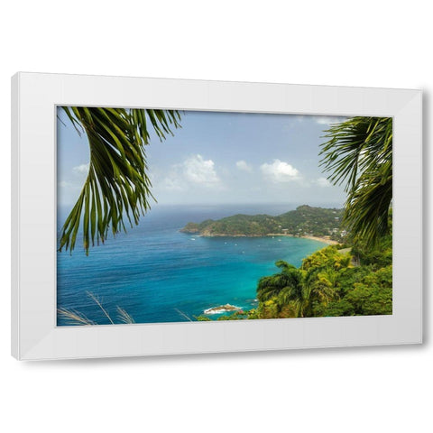 Caribbean-Tobago Castara Bay ocean beach and jungle landscape  White Modern Wood Framed Art Print by Jaynes Gallery