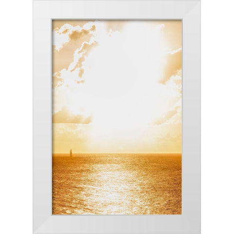 Island of Saint Martin-French Caribbean-sailboat on the water on a bright-sunny day White Modern Wood Framed Art Print by Sullivan, Karen Ann