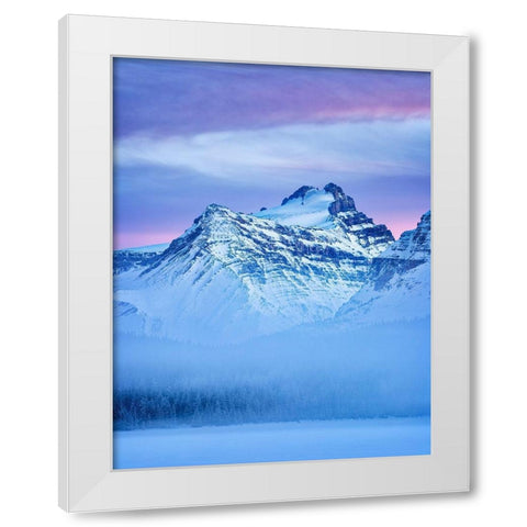 Canada-Alberta-Banff National Park-Dusk and fog at Mount Hector and Bow Lake White Modern Wood Framed Art Print by Collins, Ann