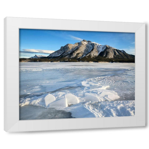 Canada-Alberta-Canadian Rockies-Mount Michener and Abraham Lake White Modern Wood Framed Art Print by Collins, Ann