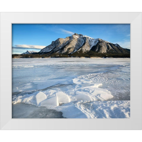 Canada-Alberta-Canadian Rockies-Mount Michener and Abraham Lake White Modern Wood Framed Art Print by Collins, Ann