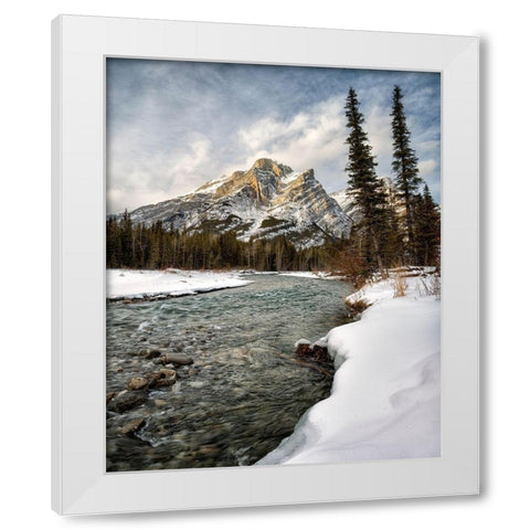 Canada-Alberta-Kananaskis Country-Mount Kidd and the Kananaskis River White Modern Wood Framed Art Print by Collins, Ann