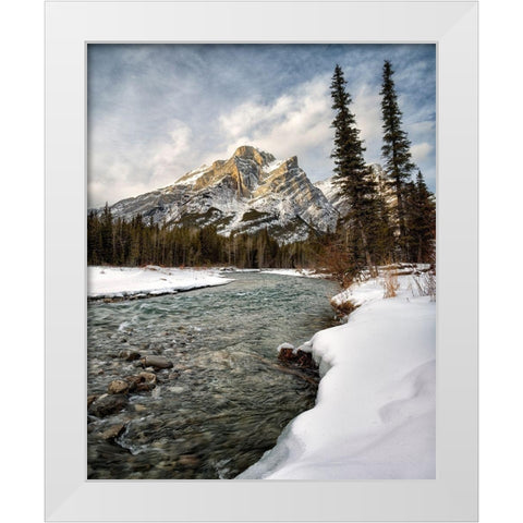 Canada-Alberta-Kananaskis Country-Mount Kidd and the Kananaskis River White Modern Wood Framed Art Print by Collins, Ann