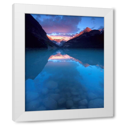 Canada, Banff NP Victoria Glacier on Lake Louise White Modern Wood Framed Art Print by Kelley, David