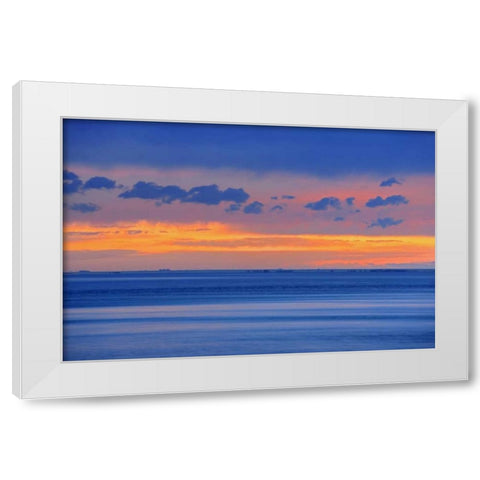 Canada, Alberta Lake Newell at sunset White Modern Wood Framed Art Print by Grandmaison, Mike