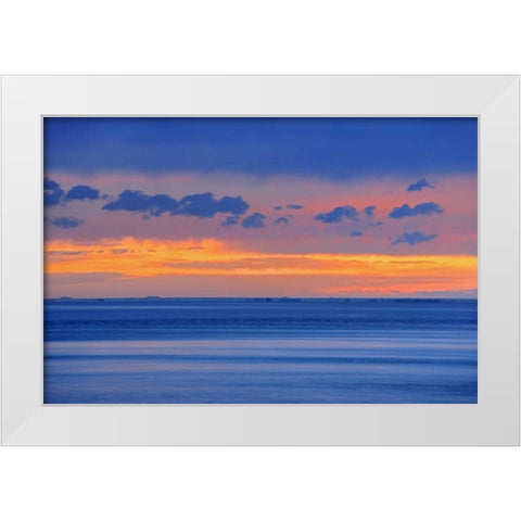 Canada, Alberta Lake Newell at sunset White Modern Wood Framed Art Print by Grandmaison, Mike