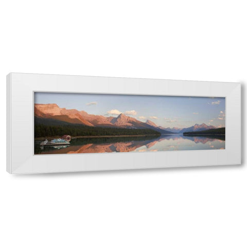 Canada, Jasper NP Maligne Lake at sunset White Modern Wood Framed Art Print by Paulson, Don